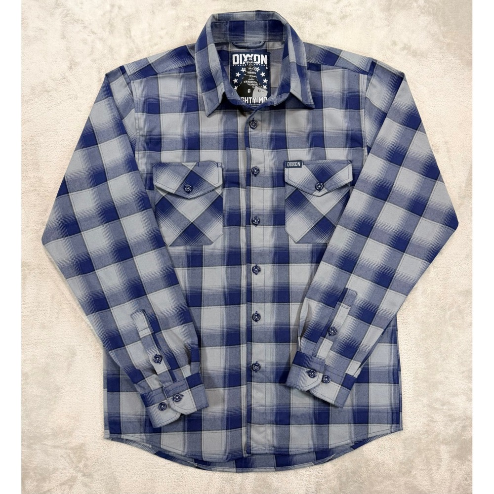 Dixxon Mens Mighty Mo Button Down Long Sleeve Flannel Shirt Blue Plaid Small
